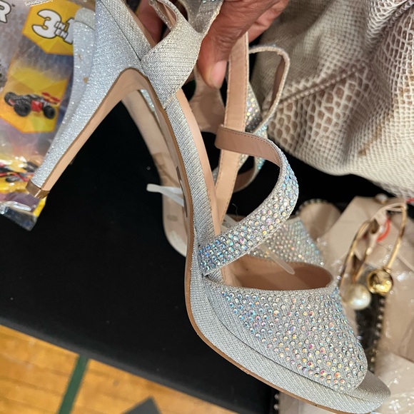 Lauren Lorraine Silver Crystal Embellished Heels - Picture 2 of 3